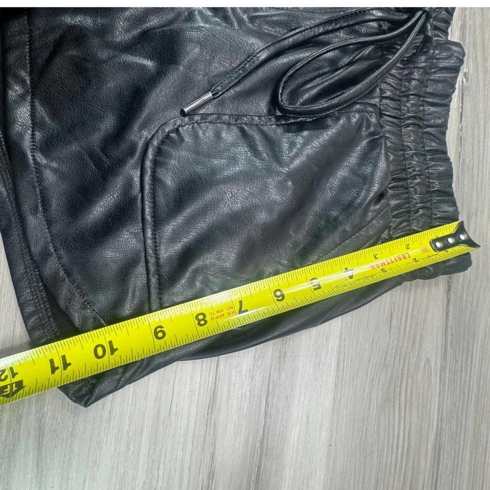 Sincerely Jules Black Faux Leather High Waisted Drawstring Shorts‎ XS Aesthetic